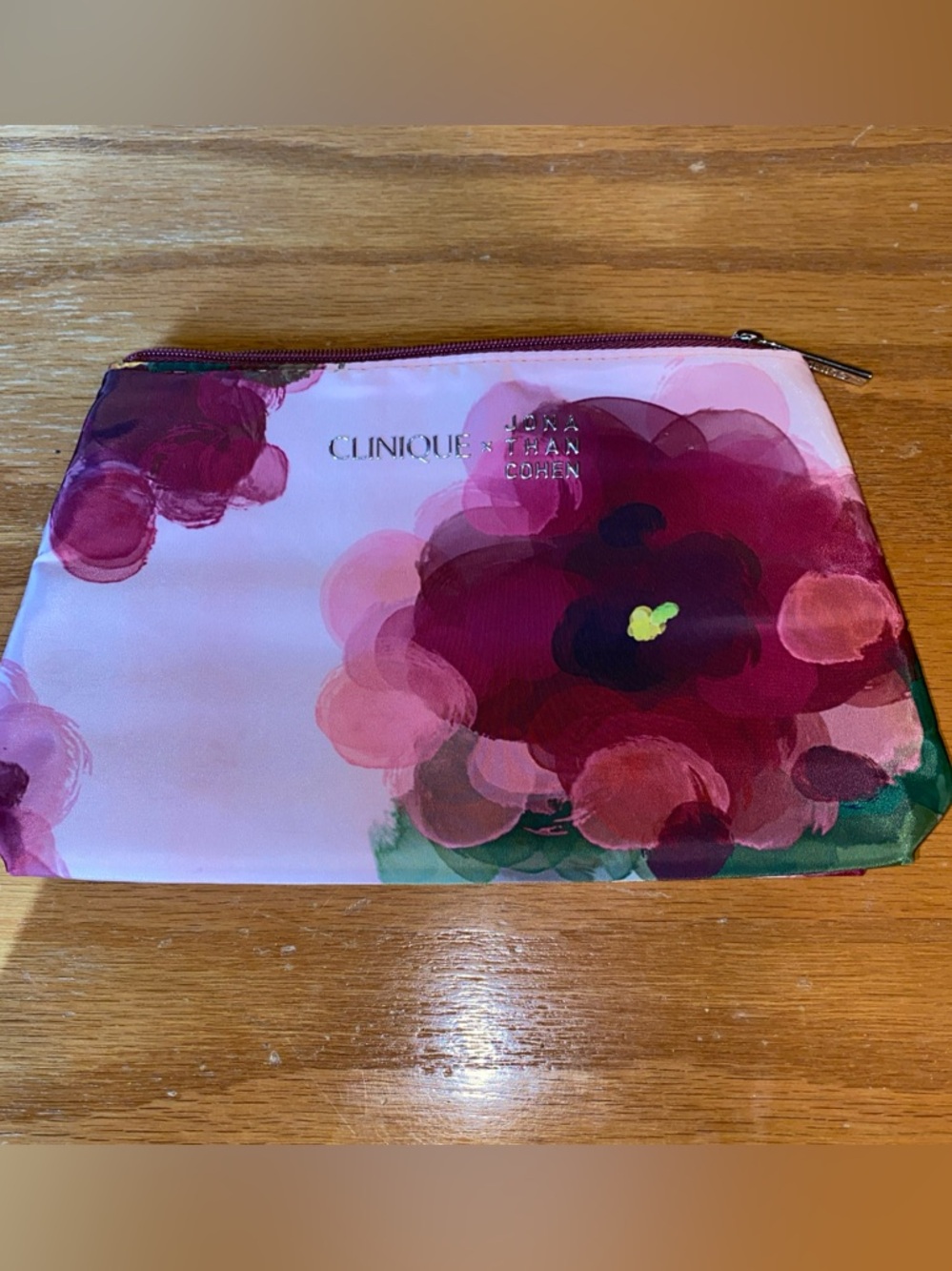 Clinique x Jonathan Cohen Floral Makeup Bag Cosmetic Pouch Pink Travel Case